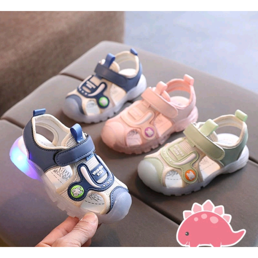 Sandal Sepatu LED Import Spiderman Anak Laki-Laki Perempuan Biru Pink Hijau Sepatu Sandal Import Spi