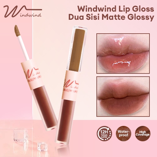 COD-WindWind 2 in 1 Matte Glossy  Lipstick Lip Gloss Dua Sisi Matte Lipstick Glossy Tahan Lama-MY