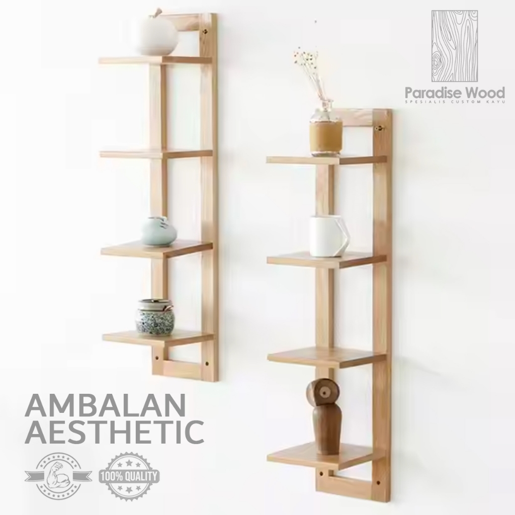 RAK DINDING AESTHETIC MINIMALIS, HIASAN DINDING KAYU, RAK DINDING RAK SERBA GUNA, HIASAN DINDING AES