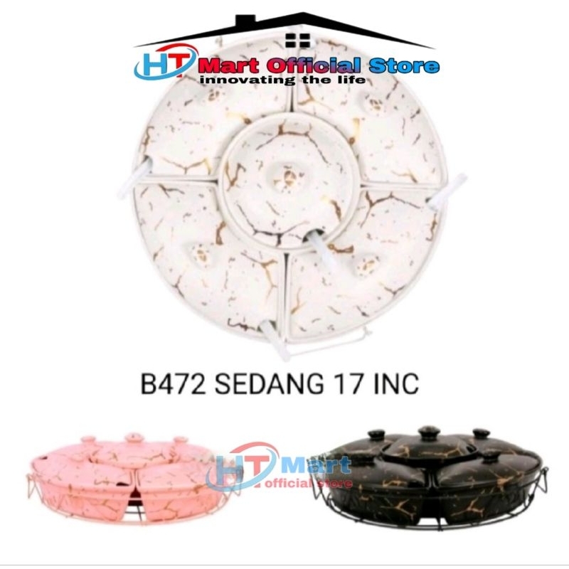 HT mart - Prasmanan Vicenza BM472 mutar motif marble mewah snack prasmanan roller set wadah saji mak