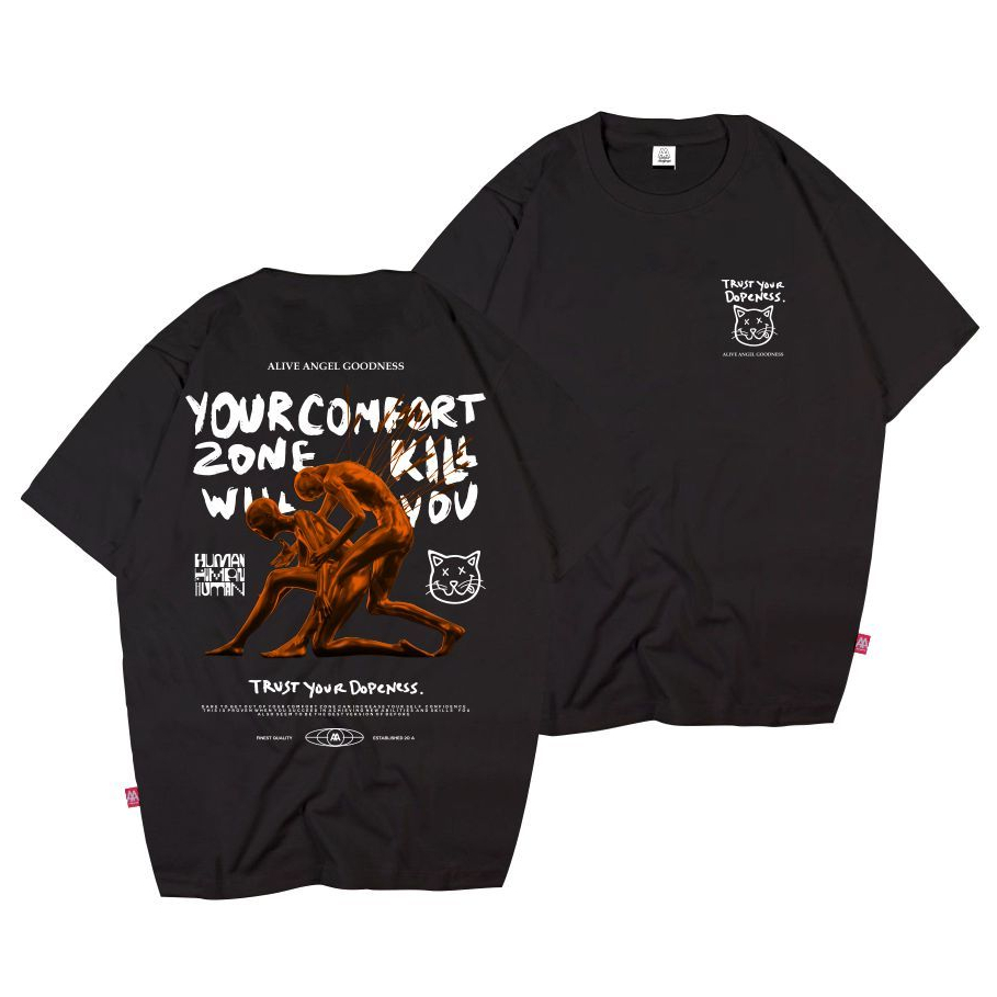T-SHIRT COMFORT ZONE / KAOS DISTRO UNISEX / KAOS DISTRO ORIGINAL / KAOS DISTRO ALIVE ANGEL / COWOK