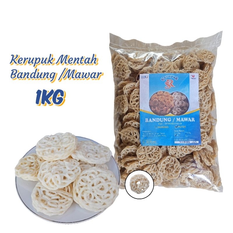 

[1kg] Krecek Mentah Krupuk Mawar putih kuning/Kerupuk Mentah