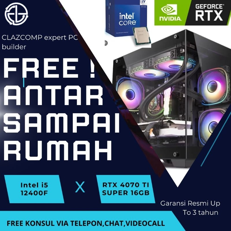 PC Rakitan Gaming i5 12400F ft RTX 4070 Ti Super Garansi Resmi