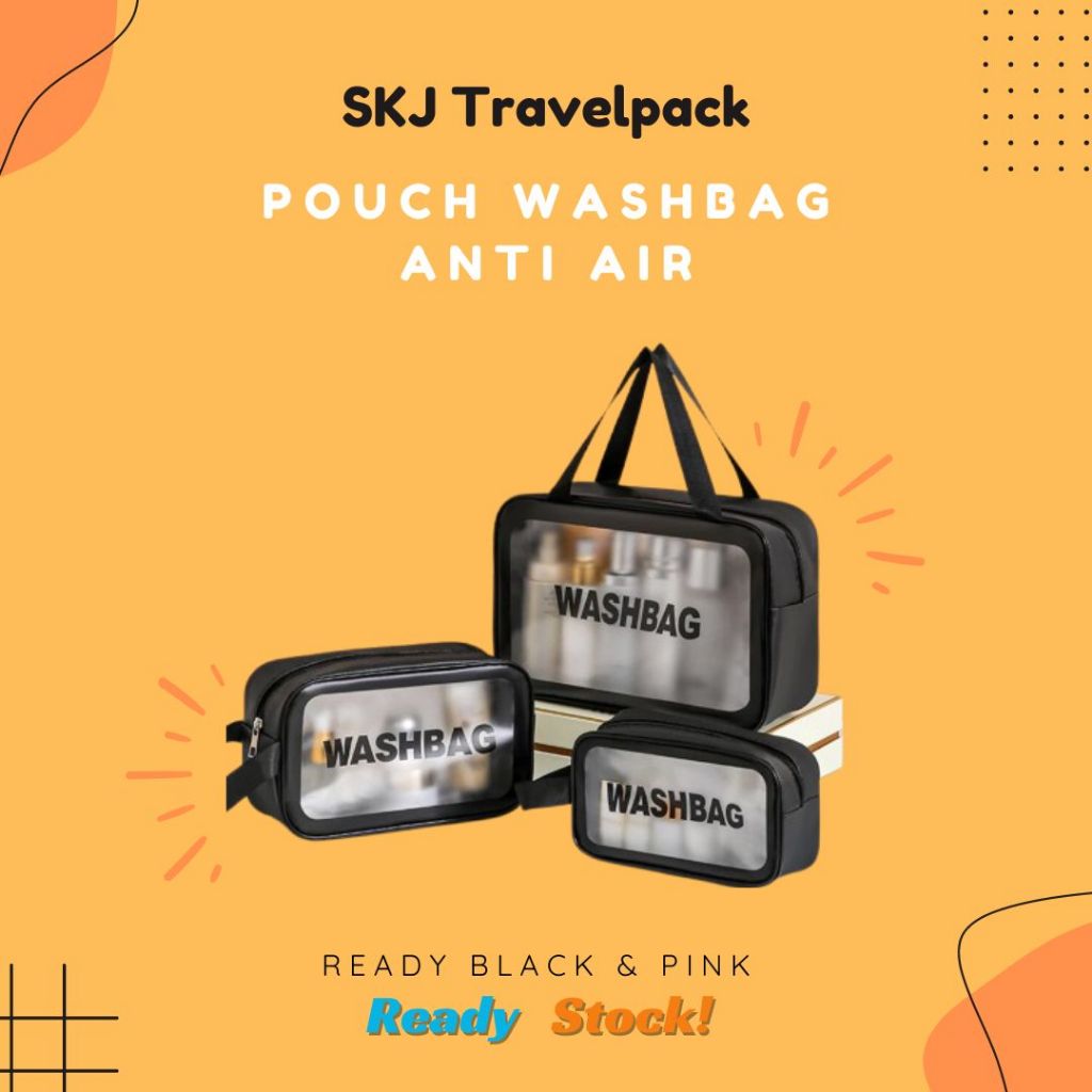 Washbag Tempat Menyimpan Kosmetik Alat Mandi Anti Air Waterproof Plastik PVC - Tas Pouch Washbag