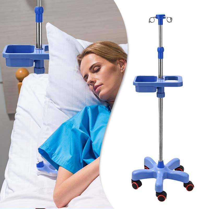 1 Set Tiang Infus Stainless Alat Infus Lengkap Tiang Infus Portable Homecare 5 Rodas Roda Tiang Infu