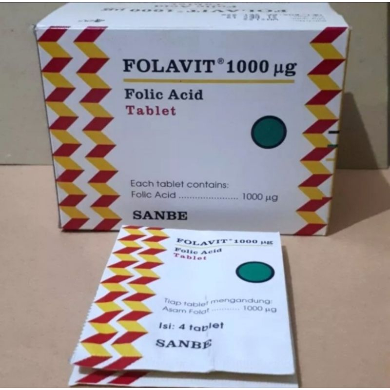 Folavit 1000 Mcg isi 4 Tablet Asam Folat Ibu Hamil Menyusui serta Promil Program Hamil