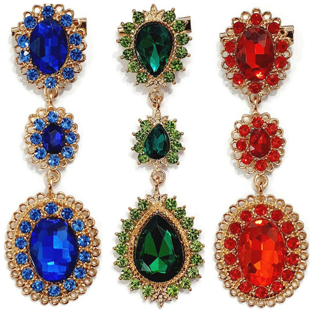 Bros Dagu Juntai Kristal Panjang Mewah/Bros Hijab Jurai Permata/Bros Jilbab