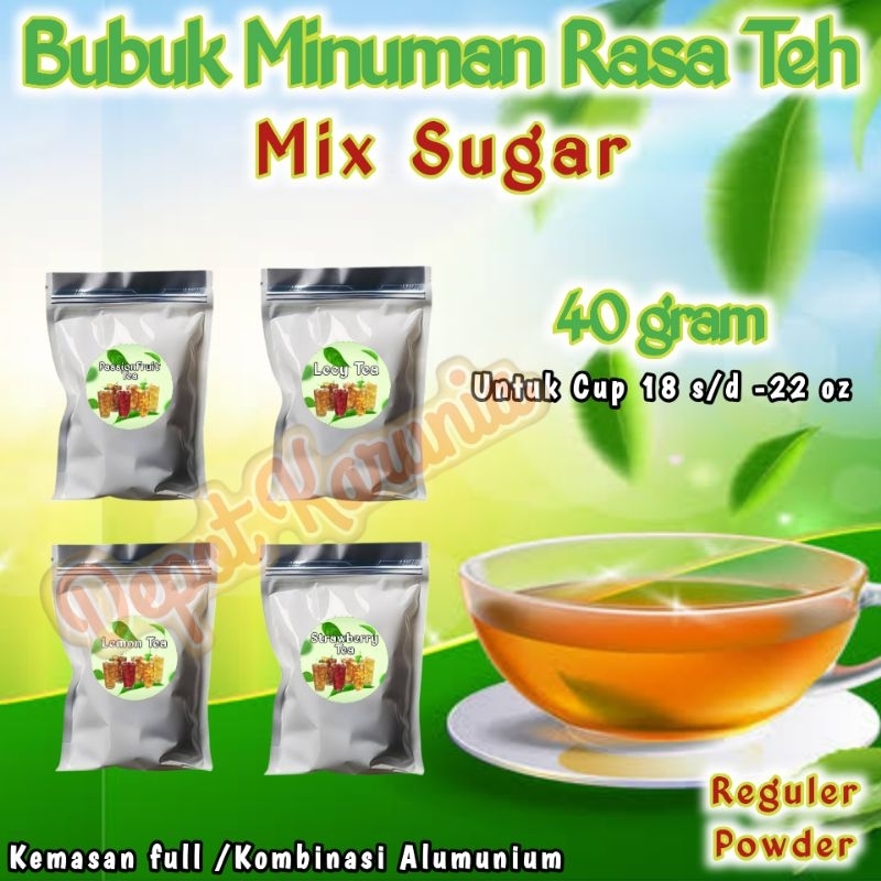 

Bubuk Minuman Rasa Teh Kemasan 40gr Serbuk Minuman Kekinian Rasa Teh 40 gram