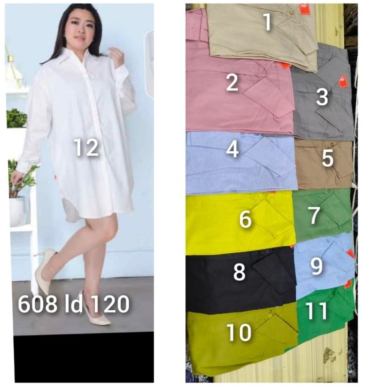Tunik Kemeja Wanita Polos Katun Oxford