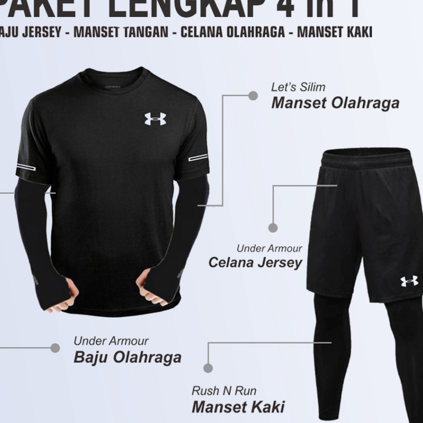 Diskon Lengkap Setelan Olahraga Pria Baju Kaos Olahraga Dryfit Manset Tangan Lets Slim Manset Kaki R