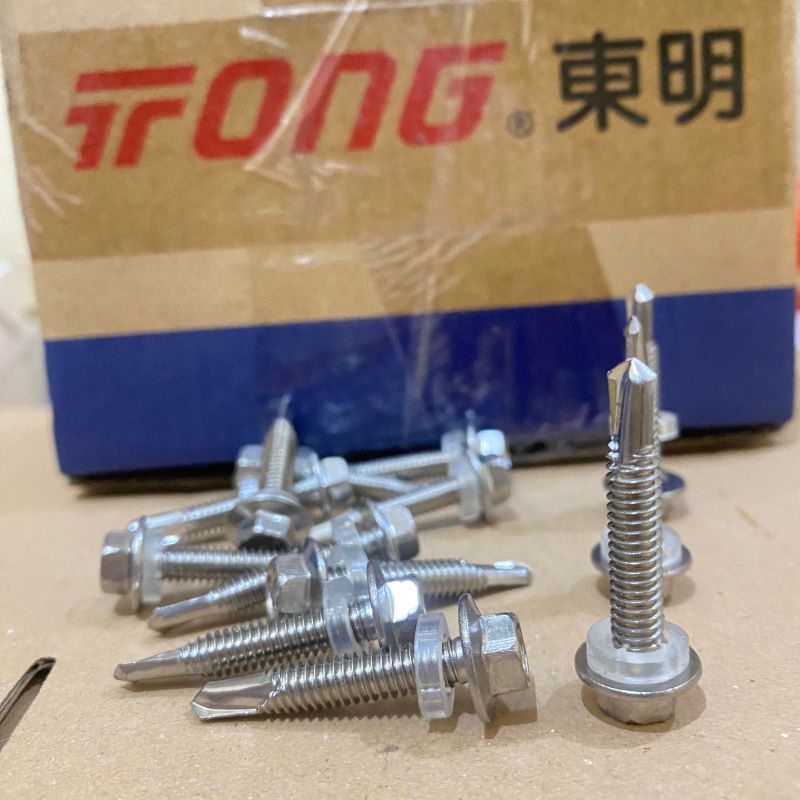 Sekrup Roofing #12x30 / SS 304 / Baut Baja Ringan Stainless (3 CM)