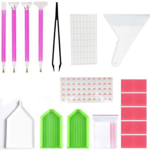 

Promo Irit 5D DIY Diamond Painting Set Tool Kit Peralatan Alat Tray Pen Glue Accessories Tag Tweezer Pinset