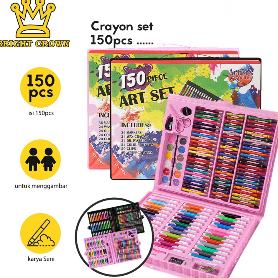 

Flash Shipment Bright Crown Pensil Warna Crayon set isi 15 pcs Crayon Mewarnai Alat Menggambar atau Mewarnai