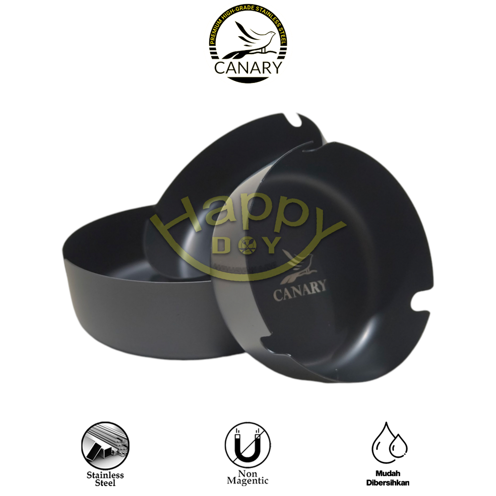 ASBAK ROKOK | ASBAK STAINLESS STEEL | ASBAK BULAT TEBAL HITAM 8-10-12CM CANARY
