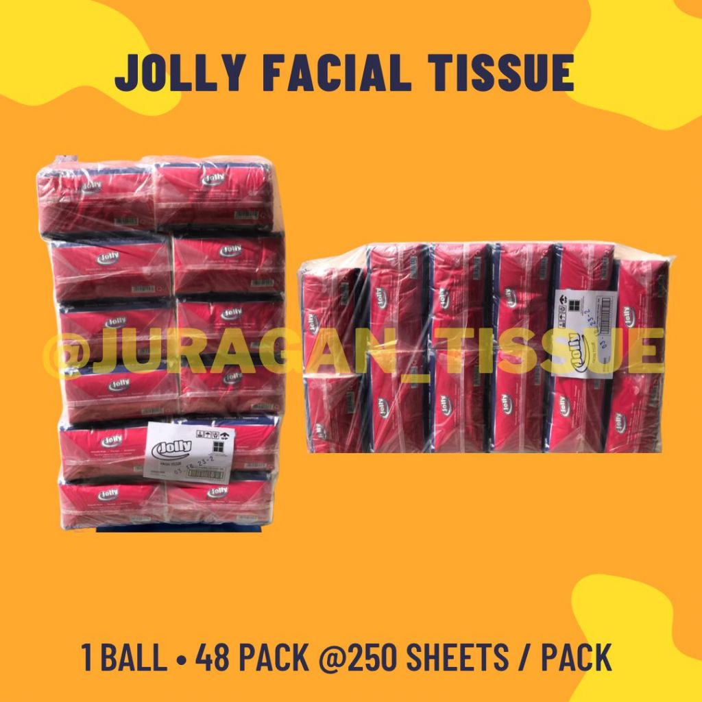 Tisu Tissue JOLLY Facial 250 lembar 2 ply 1 Ball isi 48 / 1 Ball Tissue Jolly 250 Sheets Isi 48Pcs