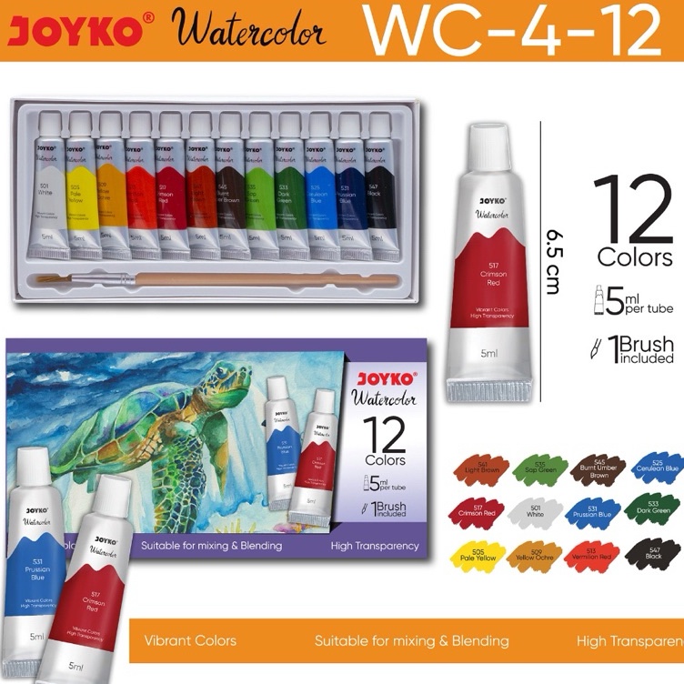 

Obral Menarik Watercolor Set Cat Air Joyko WC412 Warna