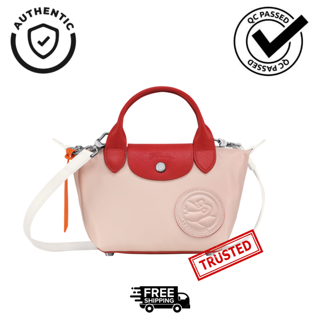 LC Le Pliagee Mini Cuir Xs Top Handle Pale Pink Authentic