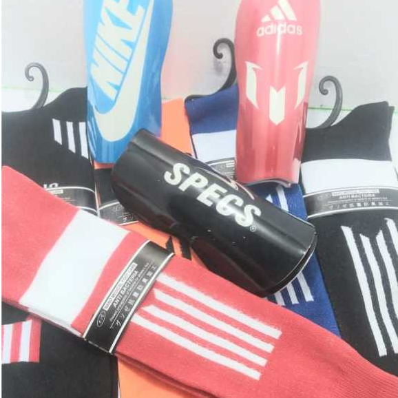 Satu set kaos kaki bola deker pelindung tulang kering dewasa sport olahraga pria wanita formal termu