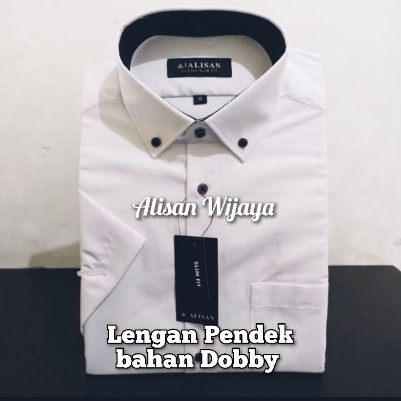 Alisan Kemeja Pria Lengan Pendek Bahan Dobby