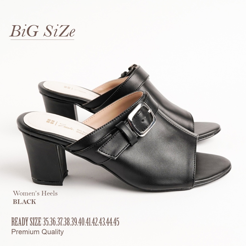 HEELS JUMBO Sandal Wanita Kulit Big size 41-42-43-44-45 sandal lebar hak 7cm