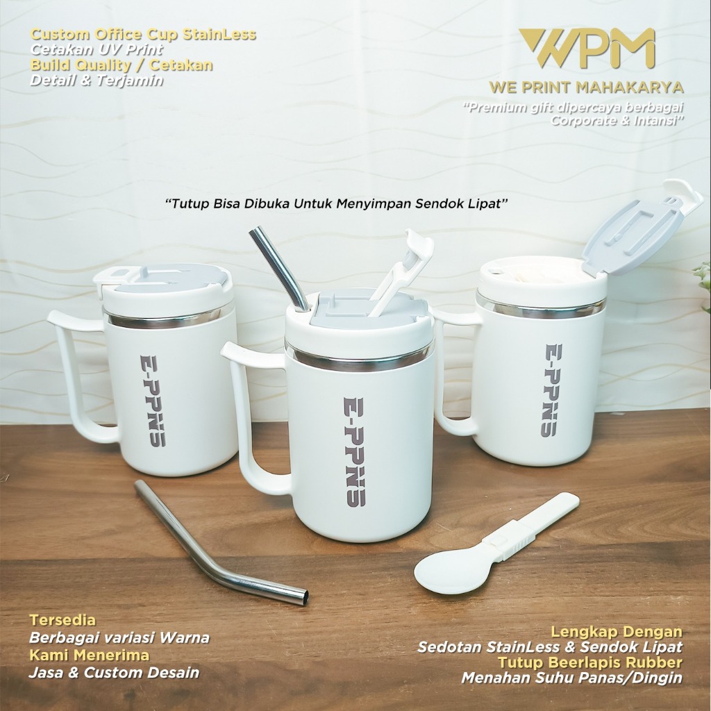 MUG STAINLESS MUG COFFEEE MUG CUSTOM / TERMOS CUSTOM / MUG COFEE HANDLE + SEDOTAN..