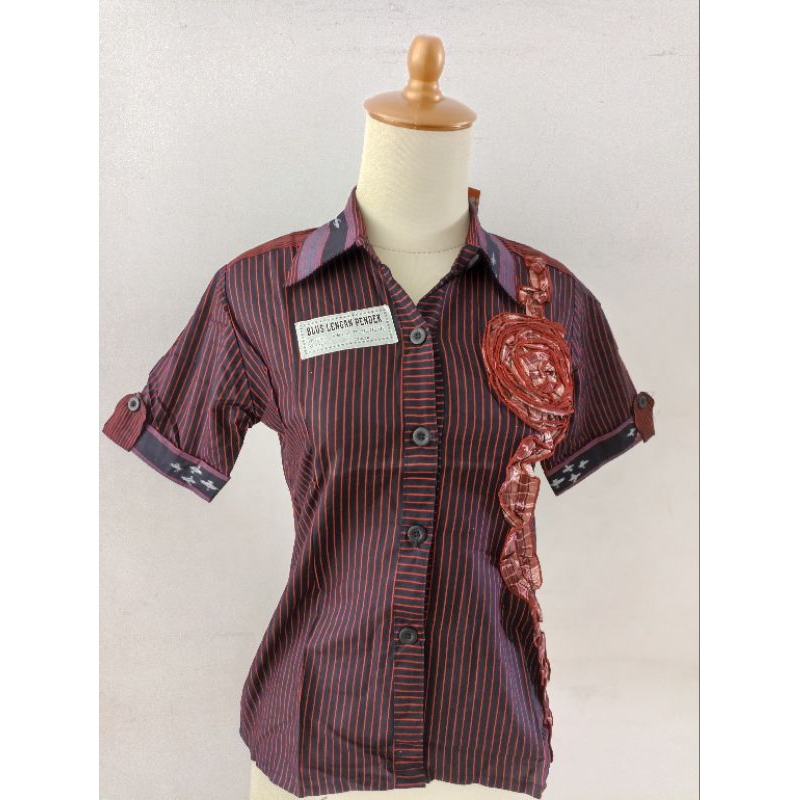 BLUS BATIK ABG REMAJA LENGAN PENDEK - 237LURIK (6B1G)