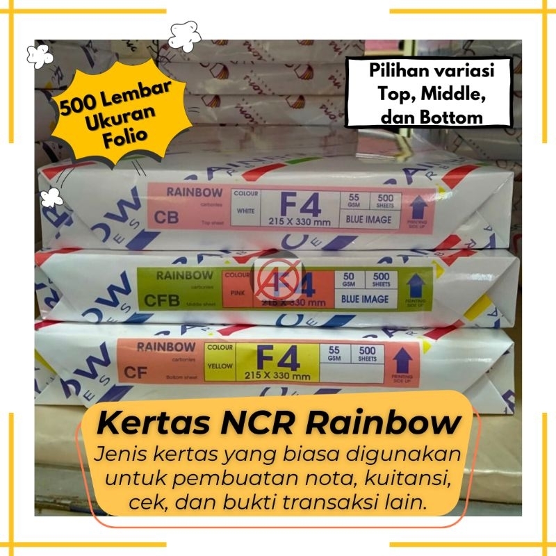 

Kertas Nota | Kertas NCR Rainbow & Impressions Ukuran Folio (500 Lembar)