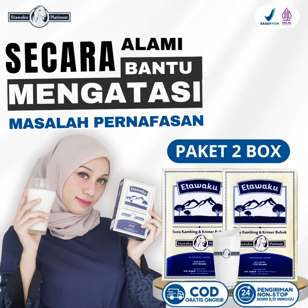 

Etawaku 100% Original Atasi Masalah Pernapasan, Asma, Kolesterol, Batuk dan Sesak Nafas