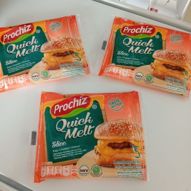 

Prochiz Quick Melt Slice 5 Lembar 85g Cheddar Cheese Keju Pipih Cepat Meleleh Burger Sandwich Saus