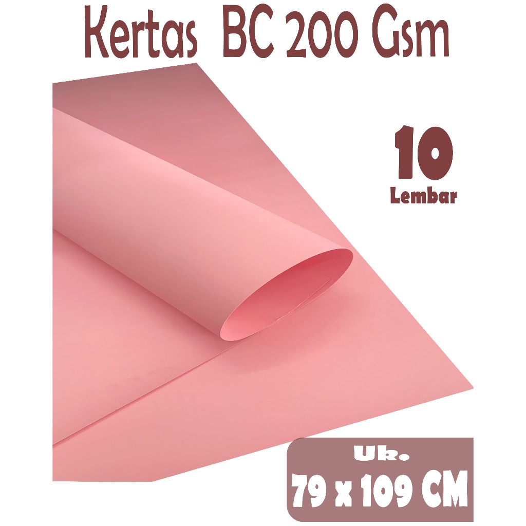 

KARTON MANILA / KERTAS BC / KERTAS BRIEF CARDWARNA PINK 200 GSM UKURAN 79 X 109 CM WARNA PINK , 10 LEMBAR