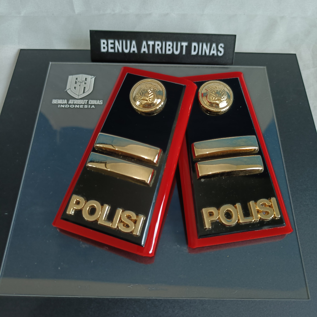 TANDA PANGKAT PDH POLISI IPTU FULL AKRILIK LIS MERAH