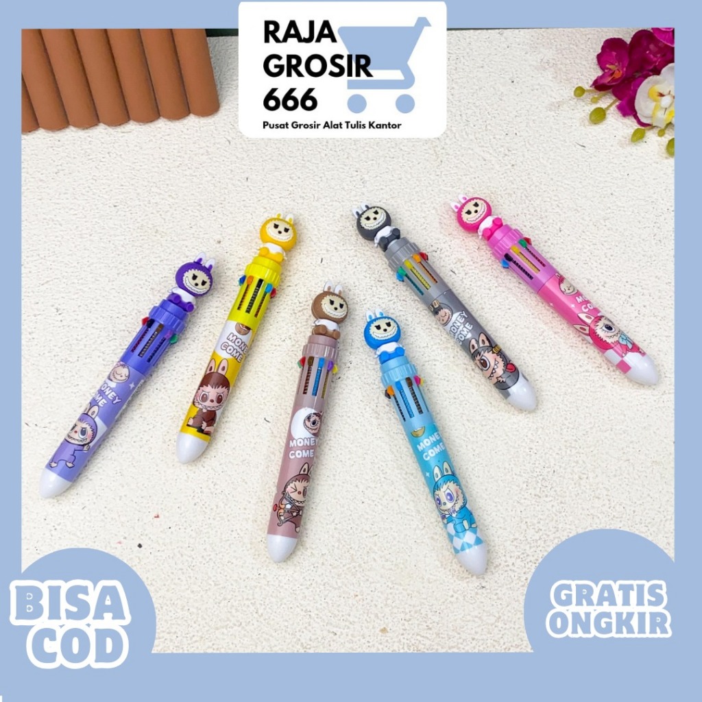 

PULPEN CETEK 10 WARNA LABUBU PC-1544 BOLPEN PENA PEN ALAT TULIS KANTOR COD TERMURAH BAGUS LUCU IMUT