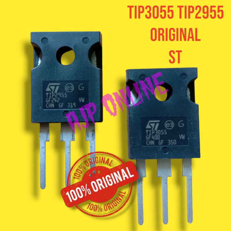 Transistor Final TIP3055 TIP2955 ORIGINAL ST ASLI TIP 2955 TIP 3055 ASLI BAGUS