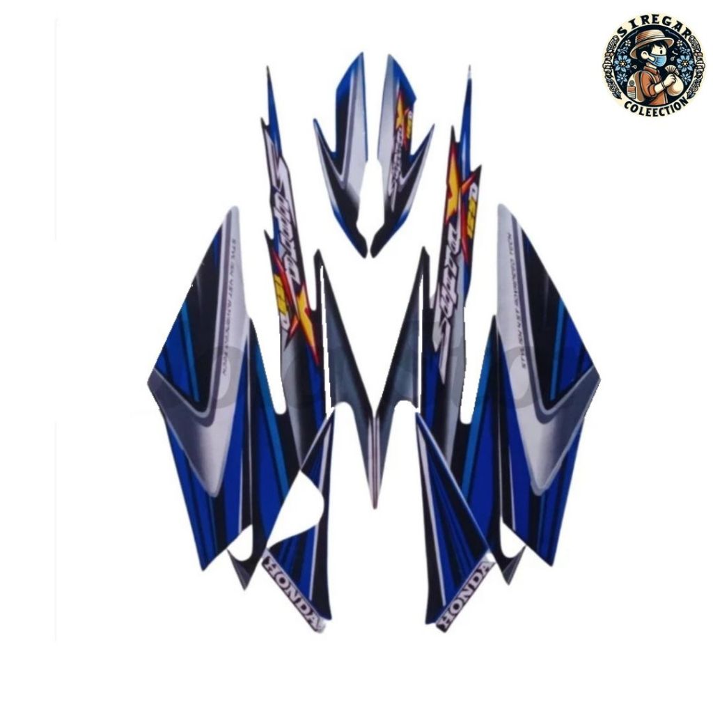 Stiker Striping List Body Supra X 125 D 2006 Hitam Biru Standar Motor Honda Supra X 125 D 2006