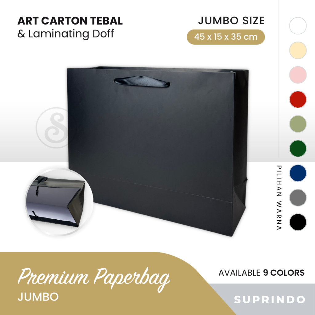 

Premium Paper Bag Jumbo / Kantong kado TEBAL uk. P45 x L15 x T35 cm