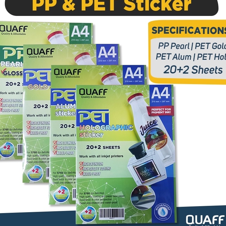 KODE P86I Tahan air Stiker Label PET PP A4 22 Lembar Kertas Stiker Vinyl Inkjet Anti Air