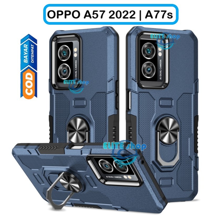 Casing OPPO A57 2022 /OPPO A77S Hard Case Ring Armor Robot Case Kickstand Hybrid/Ring Holder casing 