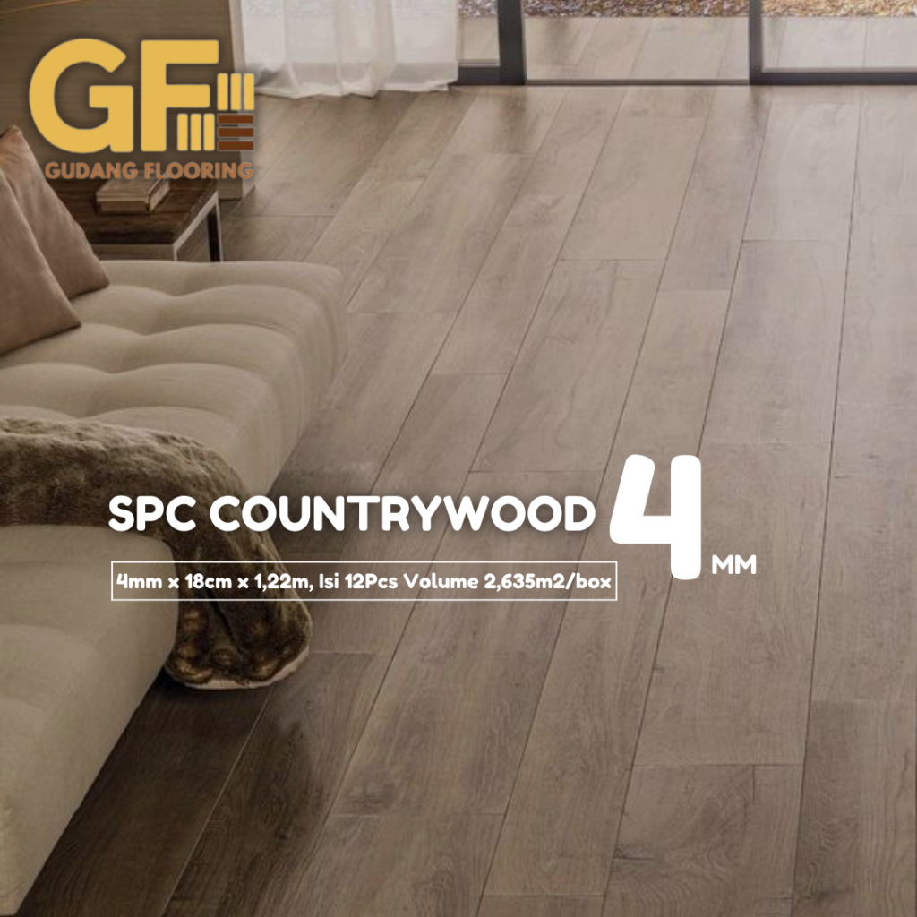 Lantai SPC Vinyl Klik COUNTRYWOOD - Click System Flooring Tebal 4mm Berkualitas