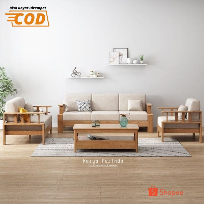 Kursi Tamu Minimalis Jati, Kursi Sofa Tamu Bantalan Jati, Kursi Minimalis Jati Jepara
