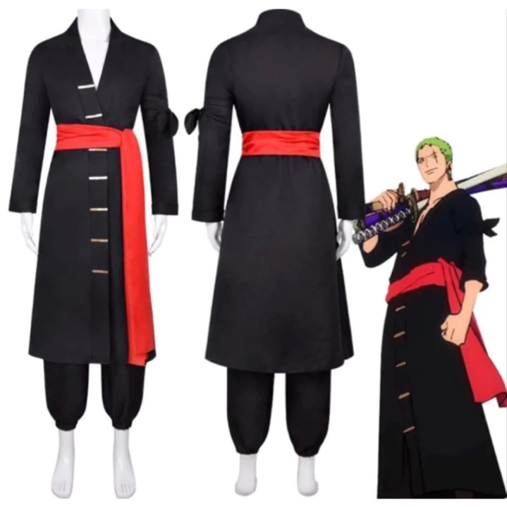 Kostum One Piece Roronoa Zoro Cosplay Costume Zoro Wano costume Black kimono