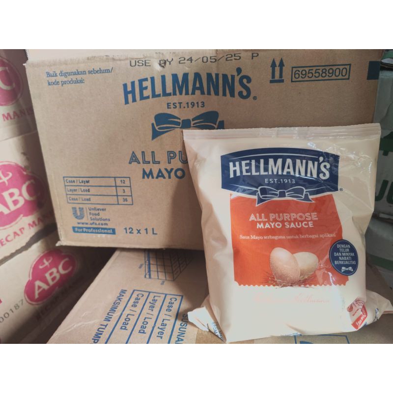 

HELLMANN'S ALL PURPOSE MAYO SAUCE / SAUS MAYO SERBAGUNA 1L PER DUS ISI 10 PCS