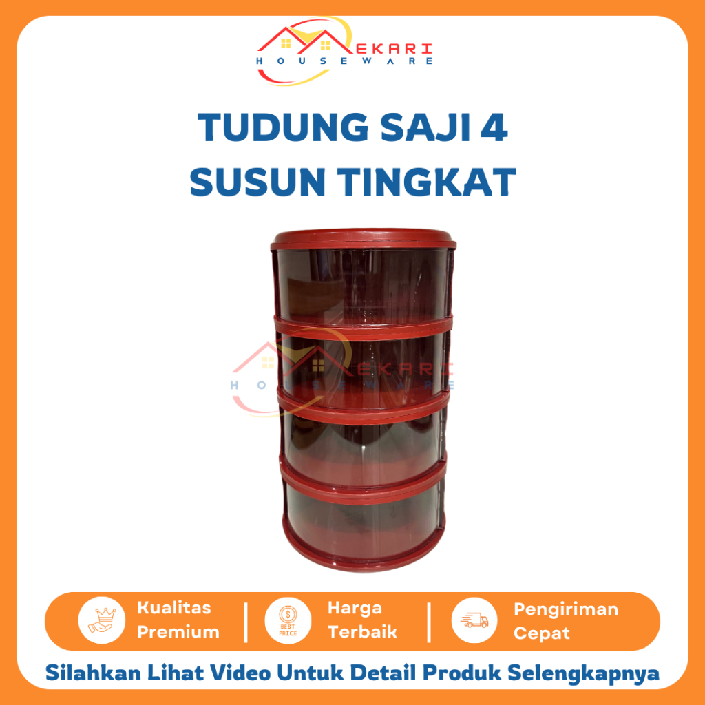 Rak Penyimpanan Makanan Tudung Saji 4 Susun Tingkat Food Grade Food Cover