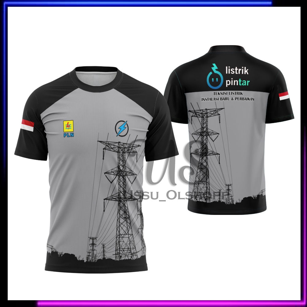 Baju PLN | Kaos Baju Jersey PLN Perusahaan Listrik Negara Fullprint | Baju Kaos Pria Dewasa PLN INDO