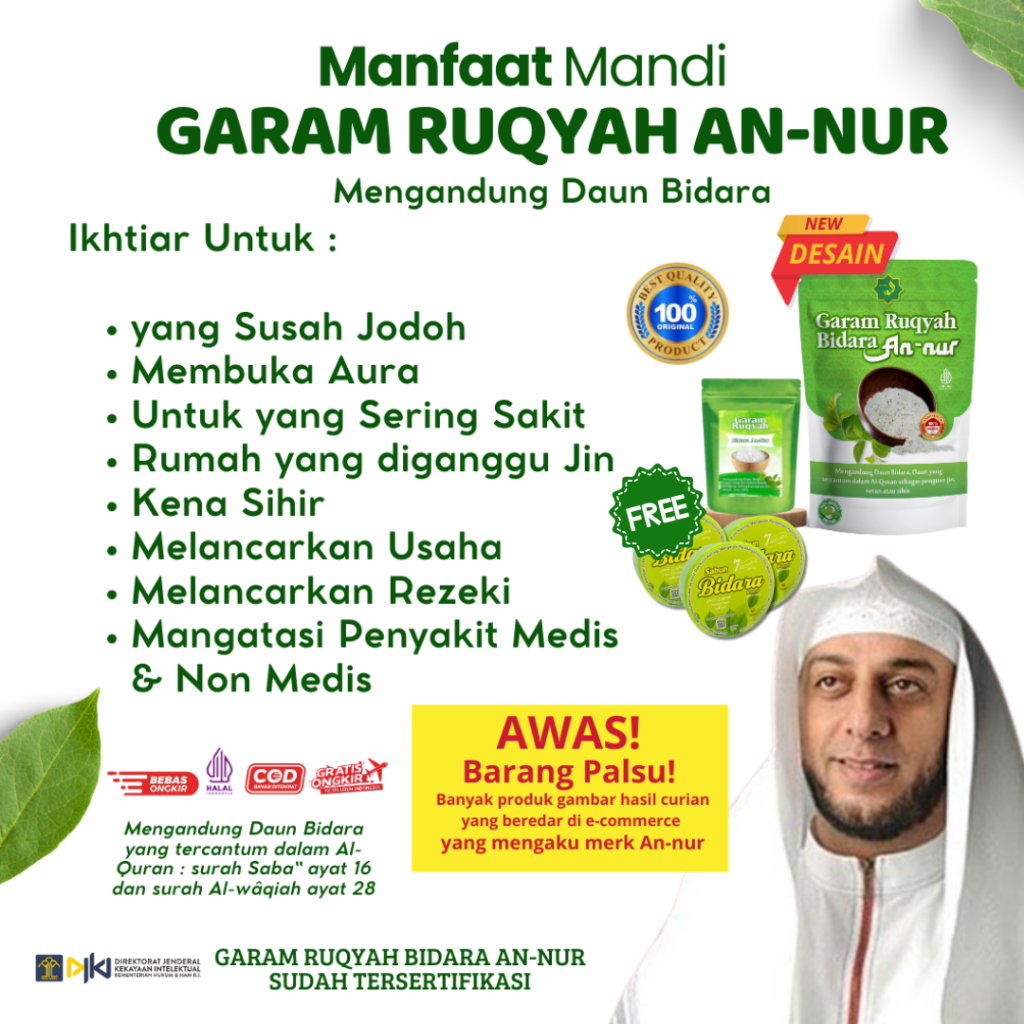 

Paket Bundling Hemat Garam Bidara Ruqyah 500 Gram dan Sabun Bidara/Untuk yang Sulit Jodoh Karena 'Ain dan Aura Yang Tertutup
