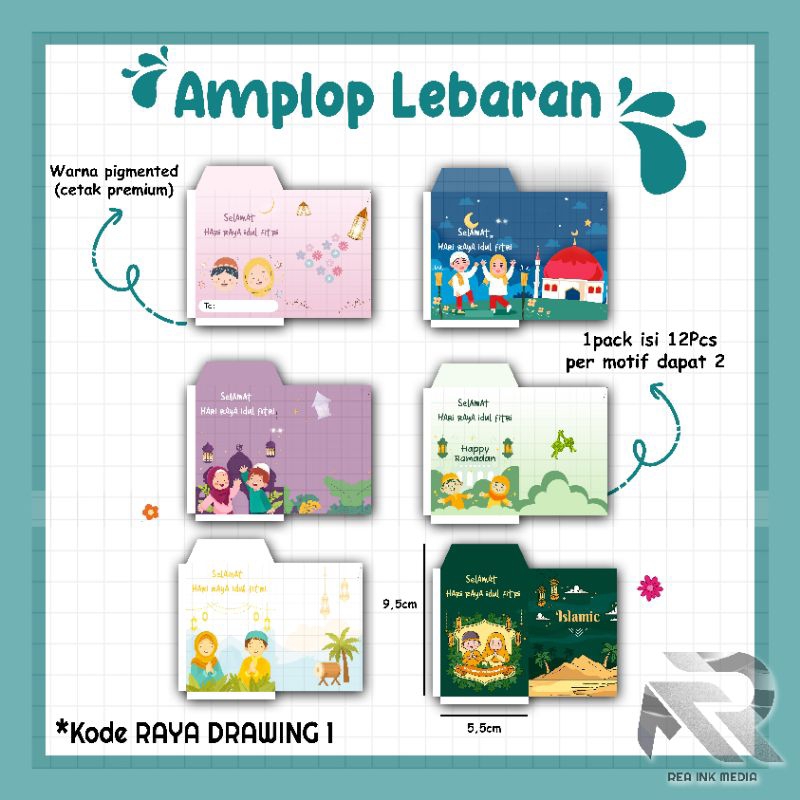 

Amplop lebaran 2025 isi 12pcs tema drawing islami