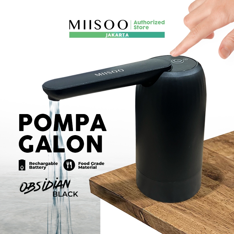 MIISOO Pompa Obsidian Black/Pompa Air All Black/Pompa Galon Elektrik/Pompa USB Charger Pompa Air Gal