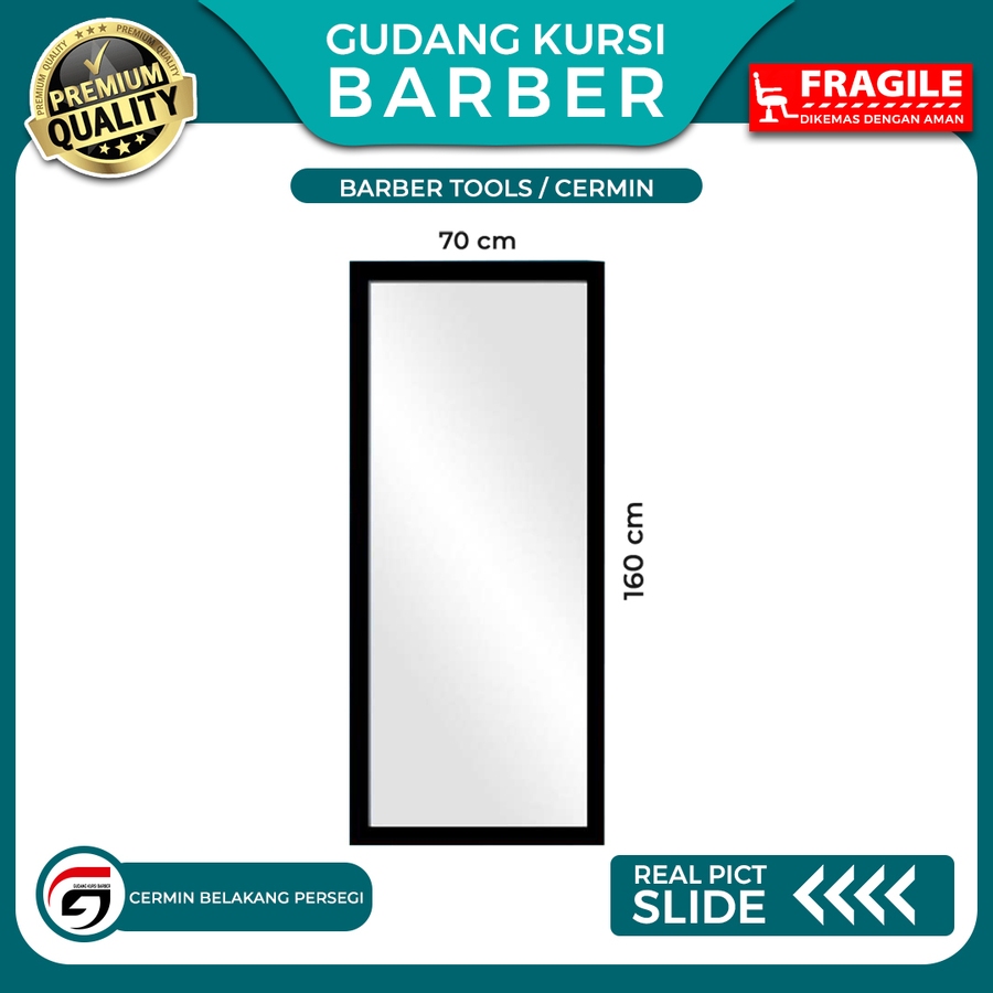 Cermin Depan Persegi Panjang Bingkai Foam Depan Barber Salon Mirror Barbershop
