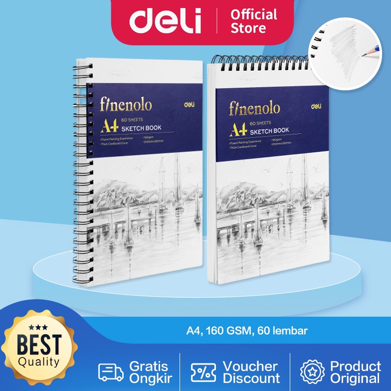

KODE V76J Deli Sketch Book Buku Gambar Sketsa A4 16GSM 6 Lembar EC27X