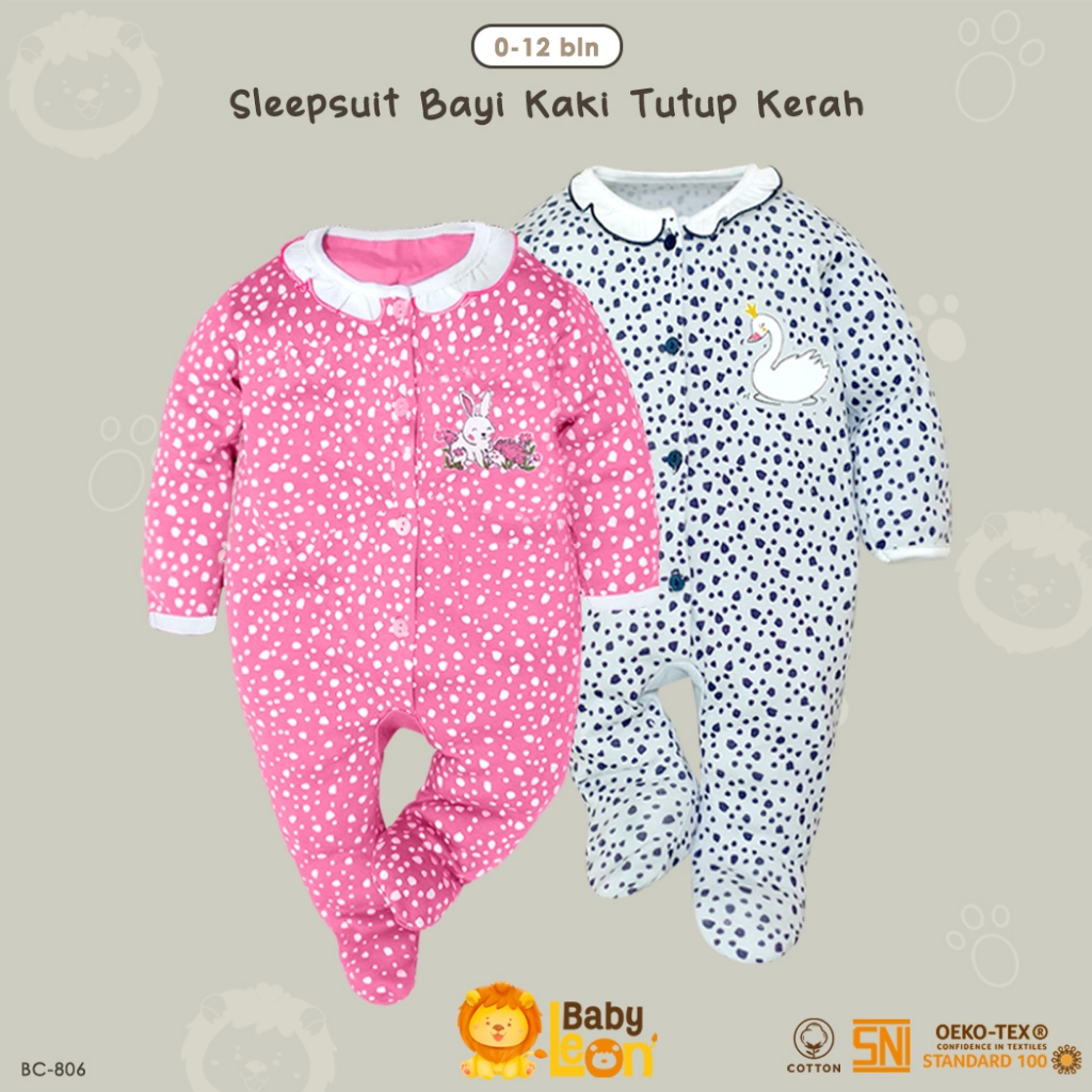 Jumpsuit Bayi BABY LEON Jumper Renda Kaki Tertutup Sleepsuit Bayi Renda Lengan Panjang Jumper Bayi P