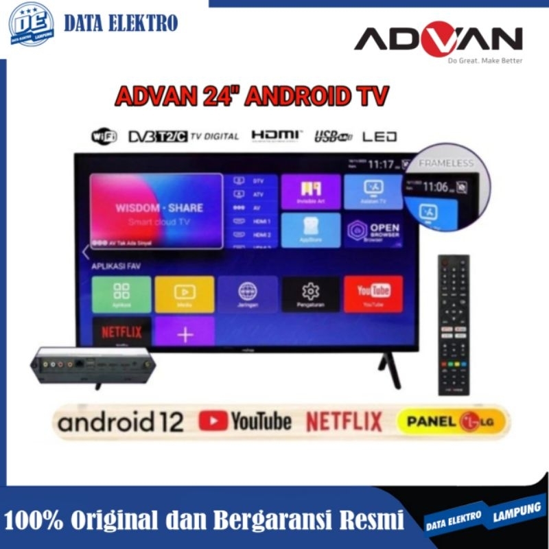 TV ANDROID 24 inch ADVAN ADV-2430A - Youtube/Netlfix - Digital TV - Garansi Resmi 1 Tahun